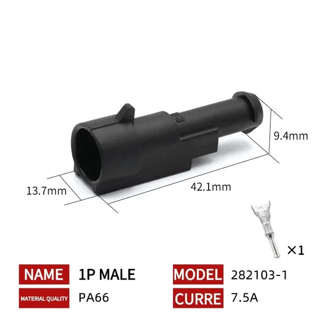 20/50/100Sets 1.5 Series AMP Automobile Connectors 1/2/3/4/5/6 Pin Super Seal Waterproof  Electrical Wire Connector PA66 Nylon