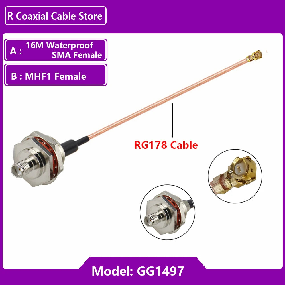 1PC UFL u.FL MHF Female to SMA Female Waterproof RF Coaxial Pigtail Adapter WIFI Antenna Extension Cable RG178