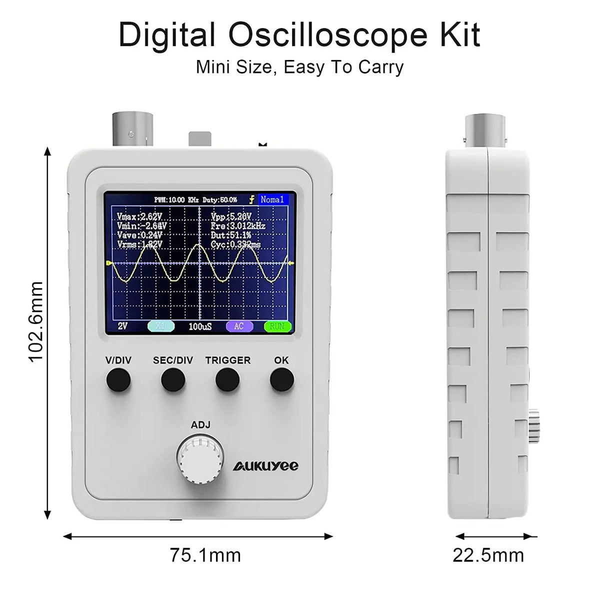 DSO PRO Handheld Digital Oscilloscope Portable Palm Size Oscillograph 5M Bandwidth 20MS/s Sampling Rate with P6100 BNC Probe