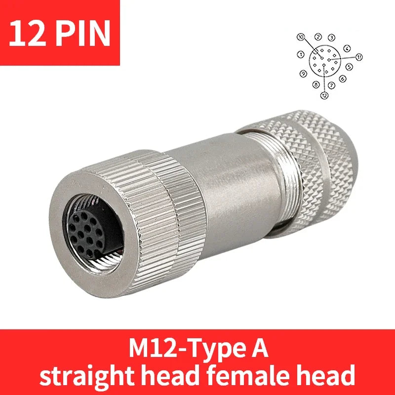 5/10/20 Pcs M12 4/5/6/8/12/17 Pin Shielded Sensor Connector Male Female Metal Assembly Aviation Plug