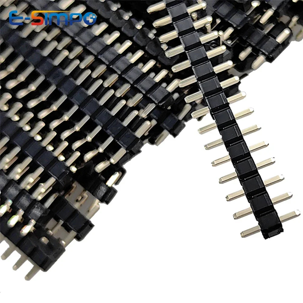 100pcs 2.54mm Male Pin Header L7.5/8.5mm 1x2/3/4/5/6P Straight Single Row Single Plastic 0.8U Gold PCB Connector