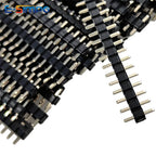 100pcs 2.54mm Male Pin Header L7.5/8.5mm 1x2/3/4/5/6P Straight Single Row Single Plastic 0.8U Gold PCB Connector