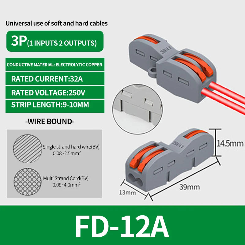 10/100Pcs Lever Wire Connectors, Compact Splicing Wire Connector, 2 3 5 Way Electrical Connectors, for Quick Connect 28-12 AWG