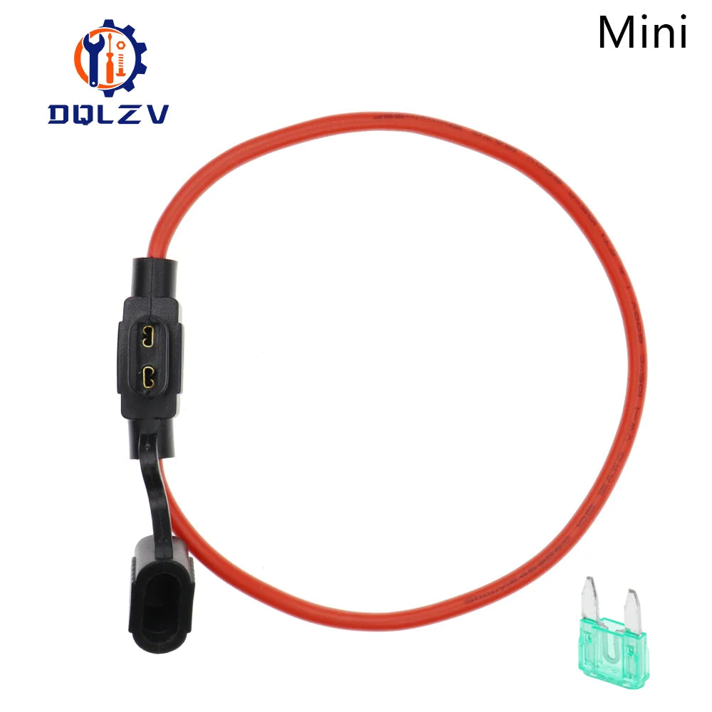 Waterproof 32V Mini Small Medium Auto Fuse Holder 18/1614/12/10AWG and Car Blade Fuse 2A 3A 5A 7.5A 10A 15A 20A 25A 30A 35A 40A