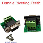 RS232 RS422 RS485 Riveted Socket Nuts DB9 DR9 DE9 Female Male Adapter to 3Pin Signal Terminal Breakout Board