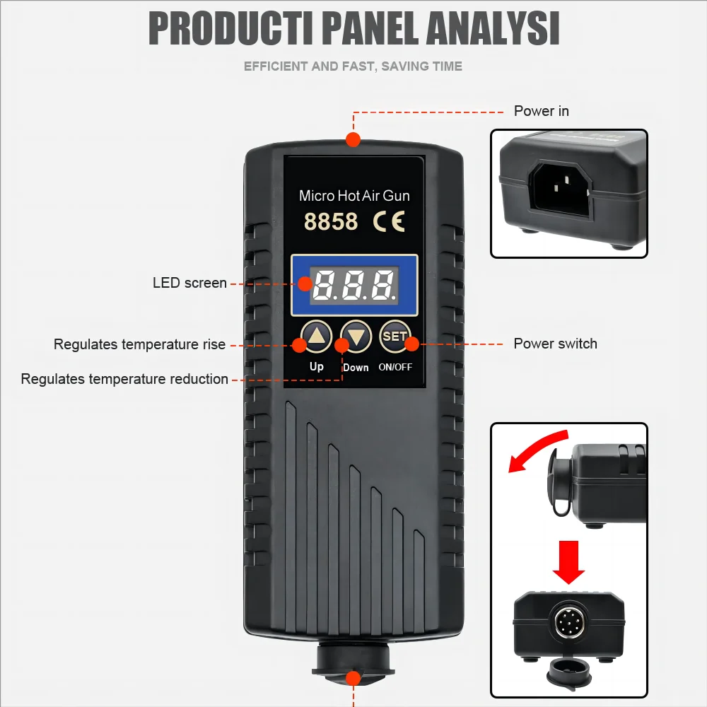JCD 750W Heat Gun Digital Display Micro Rework Soldering Station Hot Air Gun For Welding Repair Tool Hair dryer 8858