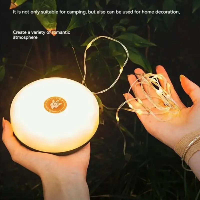 4-in-1 Camping Light LED Reel String Lights Outdoor USB Camping Lamp Recyclable LED Night Light For Garden Tent Room Decor