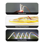 5V 12V 24V 3mm Ultra Narrow COB LED Strip 400LEDs LED Bar Lights for Car Lamp Orange 1800K 2000K Warm White 4000k Red 5m 10m 50m