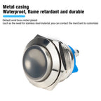 19mm 1NO Momentary High Flat Head Waterproof Reset Metal Push Button Switch Screw Terminal Car Engine Doorbell PC Power Switch