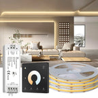 5M 10M 20M COB CCT LED Strip 24V Flexible High Density Dimmable Room Light 2.4G RF Touch Remote Control Dual White 2700K-6500K