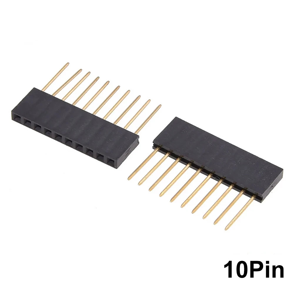 JCD 10PCS 2.54mm Single Row Female Socket 1X2/3/4/5/6/8/10/15/20/40Long pins Long 11mm PCB Board Pin Header For Arduino