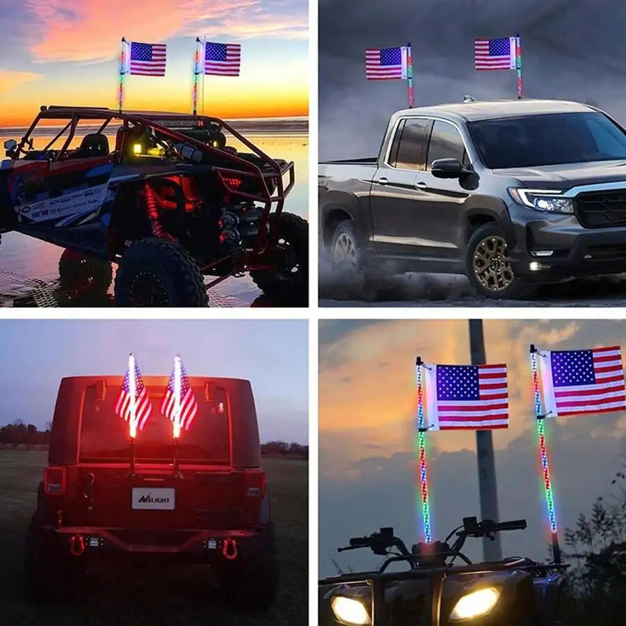Nilight  3-6FT RGB LED Whip Light, Spiral Neon Flagpole Lights With Remote Control Color Changing Lights for ATV UTV Buggy 2PCS