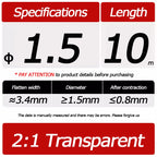 10 Meter/Lot Heat Shrink Tube 2:1 Clear Transparent Tubing Shrinkable Wrap 1mm - 60mm Cable Sleeve Wire