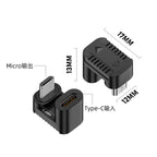Micro USB Adapter 90 Degree Right Angle Male to Type C Female Connector for Laptop PC USB Chargers Extension Converter