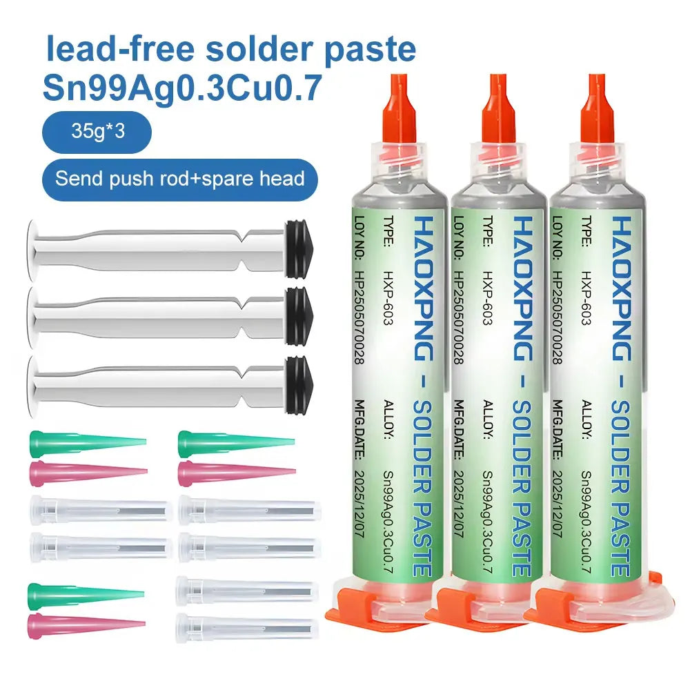 Sn99Ag0.3Cu0.7 Lead-Free Solder Paste, PCB/BGA/SMD Soldering, USB Interface Repair, Soldering, High-Quality Soldering Flux