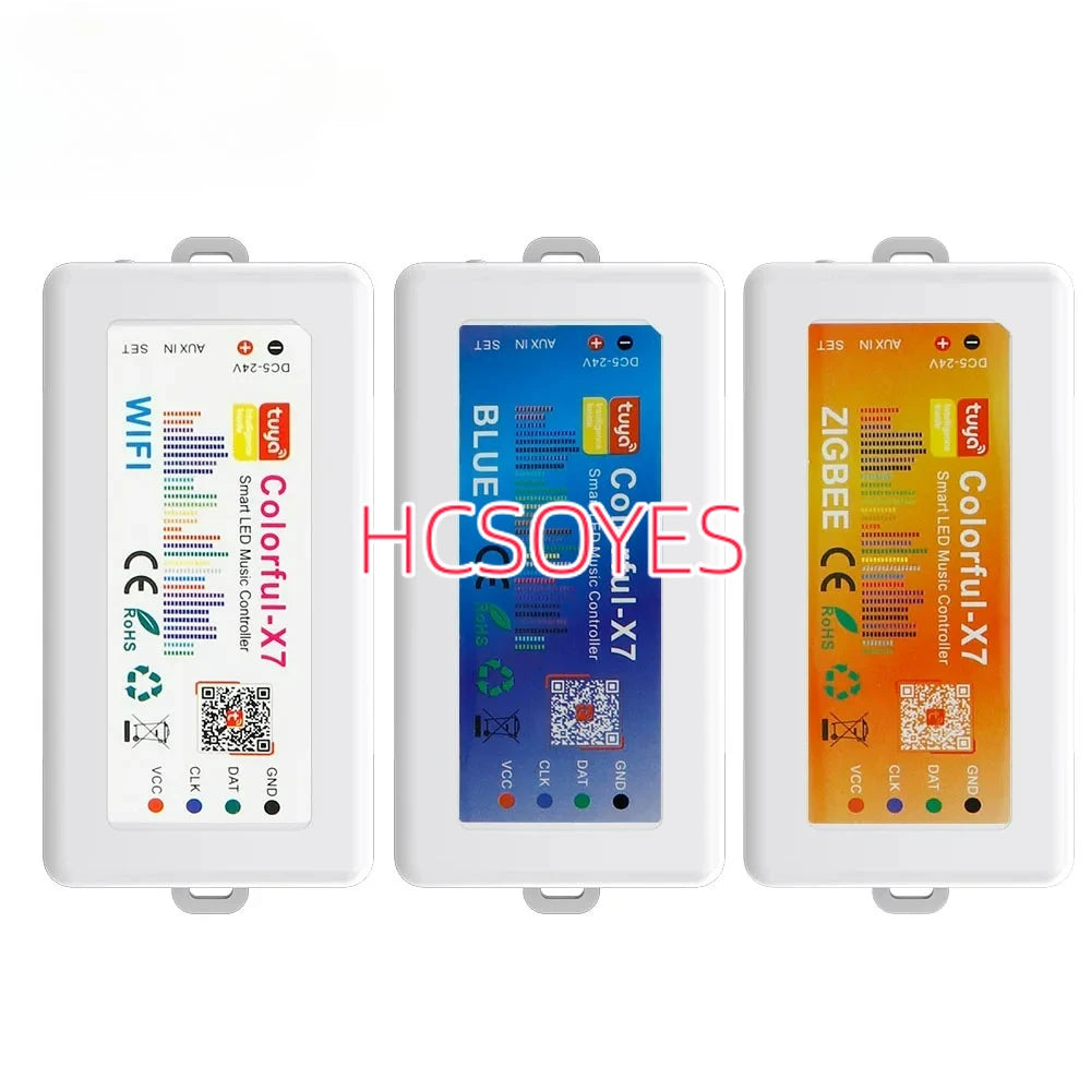 WS2812B WS2815 RGBIC LED Strip Controller Colorful-X7 Bluetooth/WIFI/Zigbee Smart Music Rhythm Sync Pixels Lighting DC5-24V