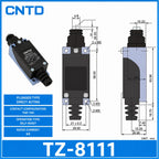 2Pcs CNTD TZ‑8 Series Micro Limit Travel Switch IP65 Waterproof 1NO+1NC 10A 250VAC Industrial Mechanical Position Switch