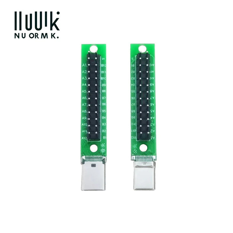 USB Type-C Male & Female Test Board 24Pin, Breakout Module with PCB and Pin Header
