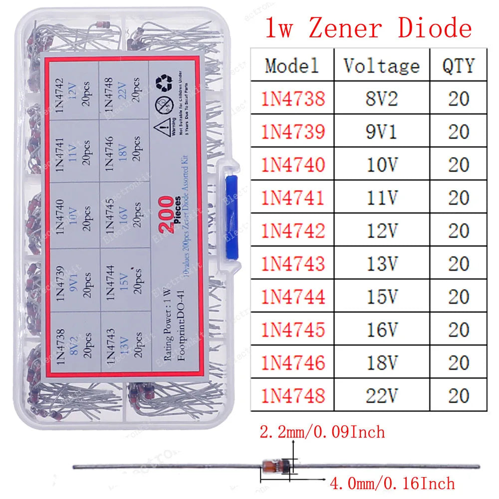DIP SMD Zener Diode Fast Switching Schottky TVS Diode Assorted Kit 1N4007 1N5408 FR207 1N5819 1N5822 1N4148 10A10 M7 SS14 2V-47V