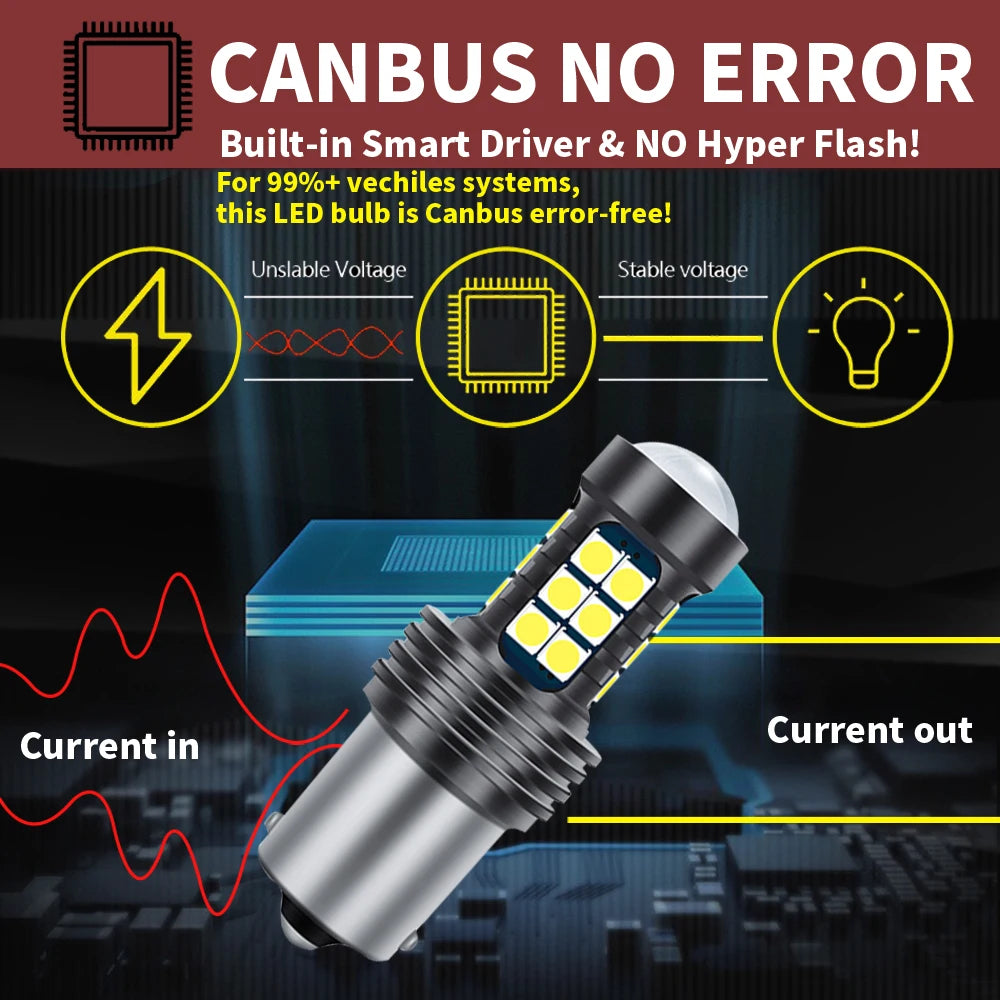 2pcs P21W 7506 BA15S LED Backup Light Bulb Reverse Lamp Canbus For Volvo C30 S40 S60 S70 S80 V40 V50 V60 V70 XC60 XC70 XC90