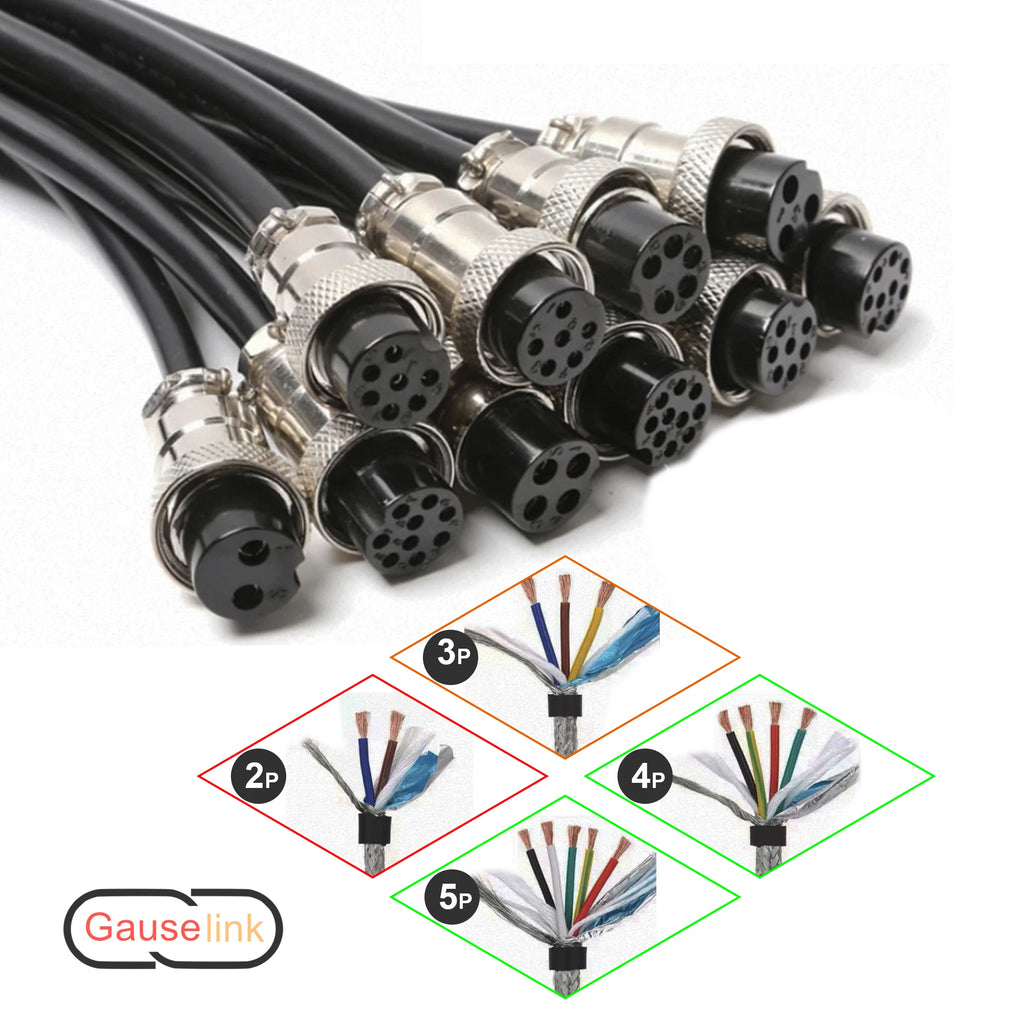 Aerial Circular Connector Aviation Plug GX16 With Shielded Cable Wire 2m GX-16 Female 2 3 4 5 6 7 8 Pins Customization Supported