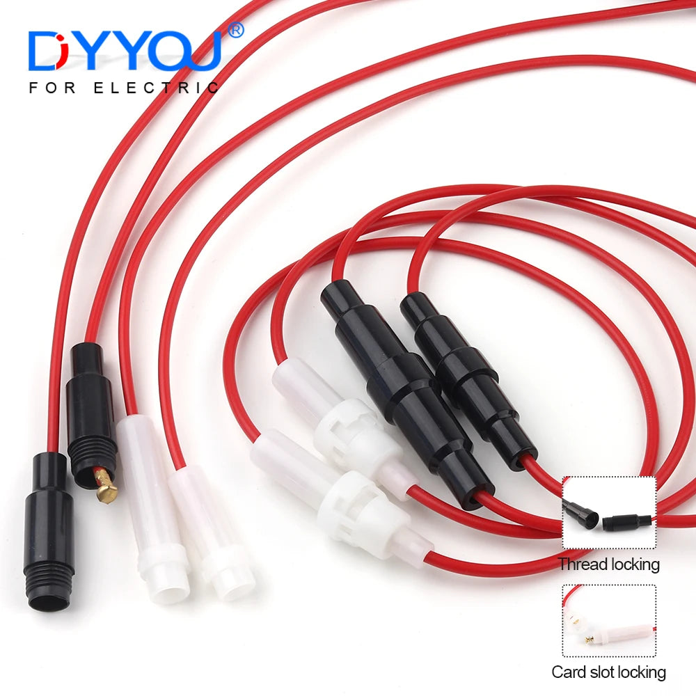 10PCS 5x20mm Glass Fuse Holder Fast Blow Screw Type 6x30mm with Electrical Wire Cable 250V AC Fuses Line Copper Strip Spring
