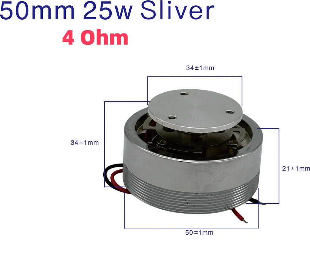 50MM 25W Vibration Speaker 4/8 Ohm  DIY Bass Resonance Aluminum Speaker System for Tabletop Audio High Power Sound Transducer