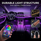 Car Interior Ambient LED Strip Lights RGB Fiber Optic Atmosphere Ultra-thin Heat-resistan Neon Lighting APP Control Decor Lamps