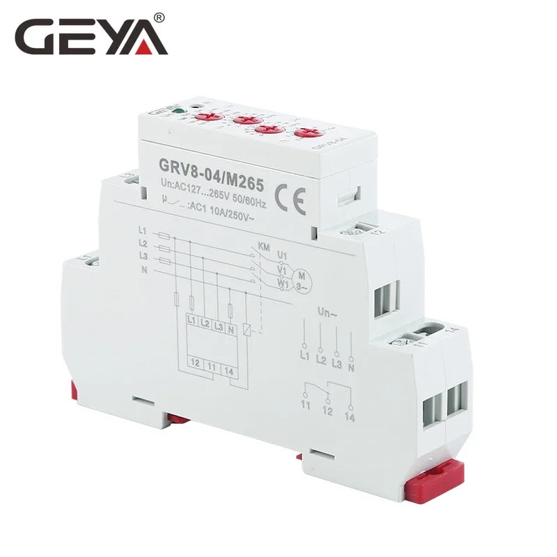 GEYA GRV8-04 3 Phase Voltage Monitoring Relay with Phase Protection Delay Time Overvoltage and Undervoltage Relay Din Rail