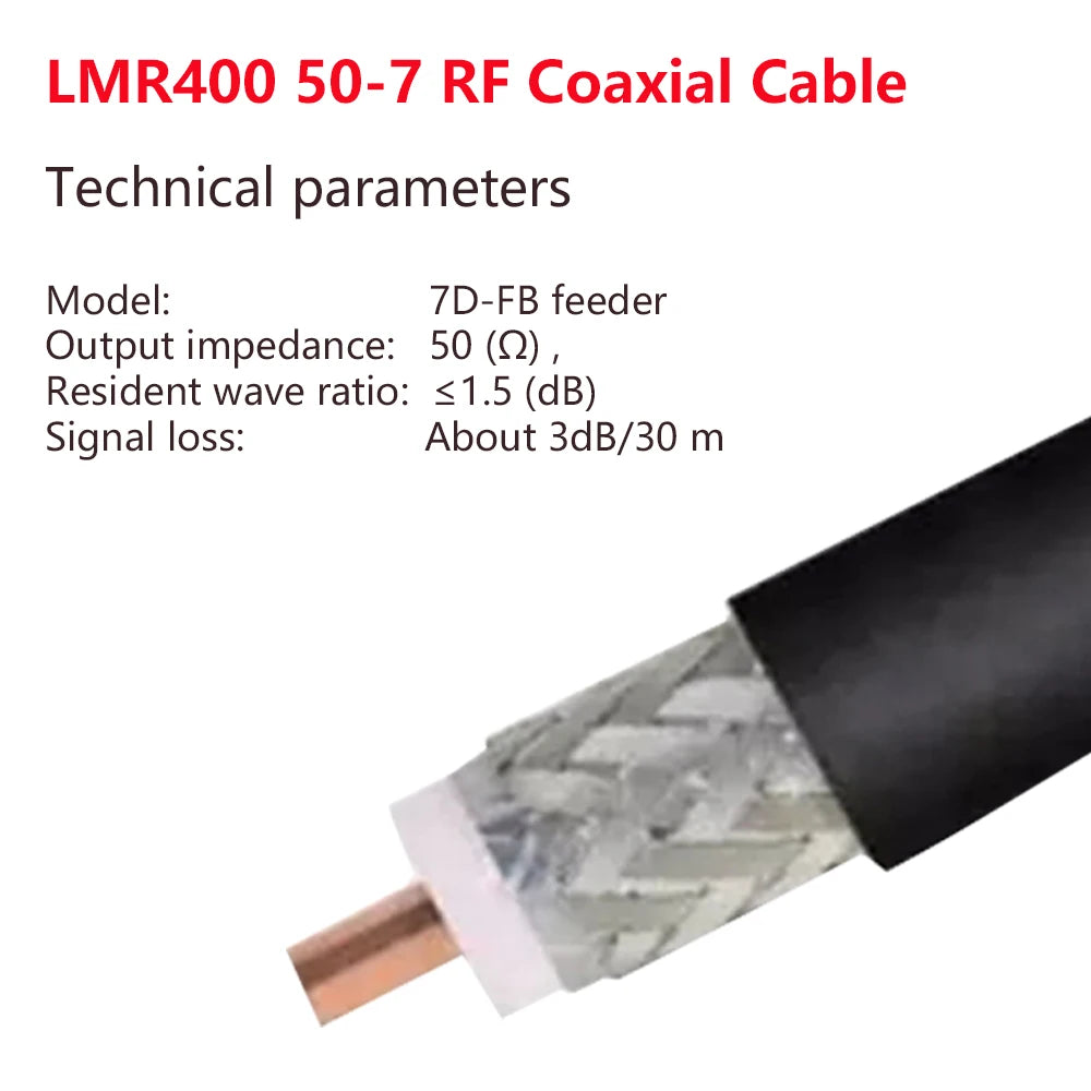 LMR400 Cable 50Ohm 50-7 BNC Male to BNC Male Plug Adapter 50-7 Pigtail Jumper Ham Radio Antenna Extension Cord Coaxial Connector