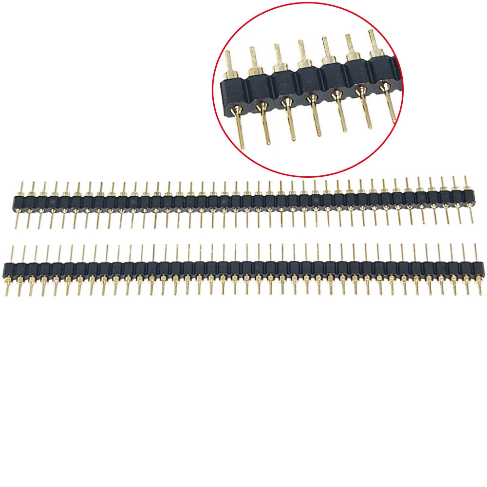 10pcs 2.54mm  L7.43mm Round Female Header Socket Single Row RA 1x40Pin Horizontal SMT Gold Round Hole Socket 0.1" Hole Male Pin