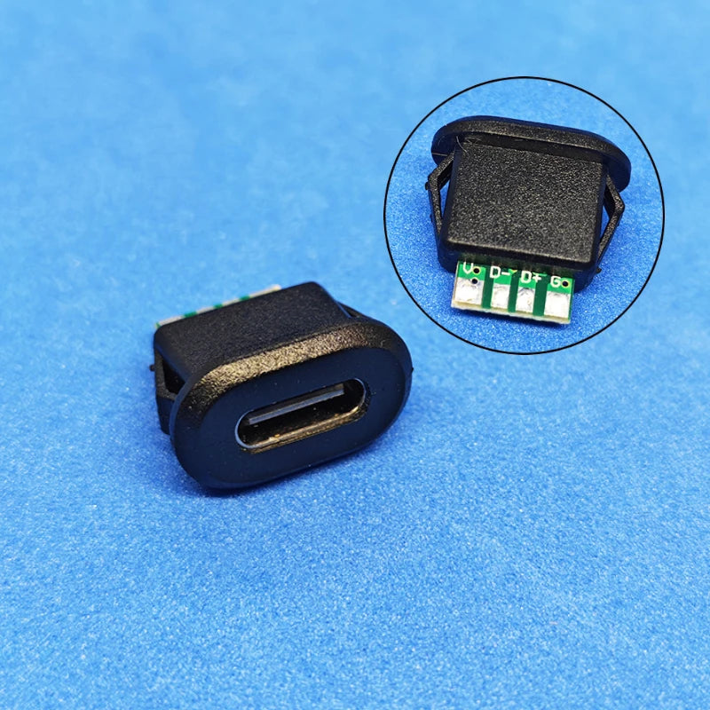 1/2/5PCS Type-C 6Pin Panel Mount Female Socket Waterproof USB-C Charger Plug Dock Connector For Fast Charging & Power ﻿