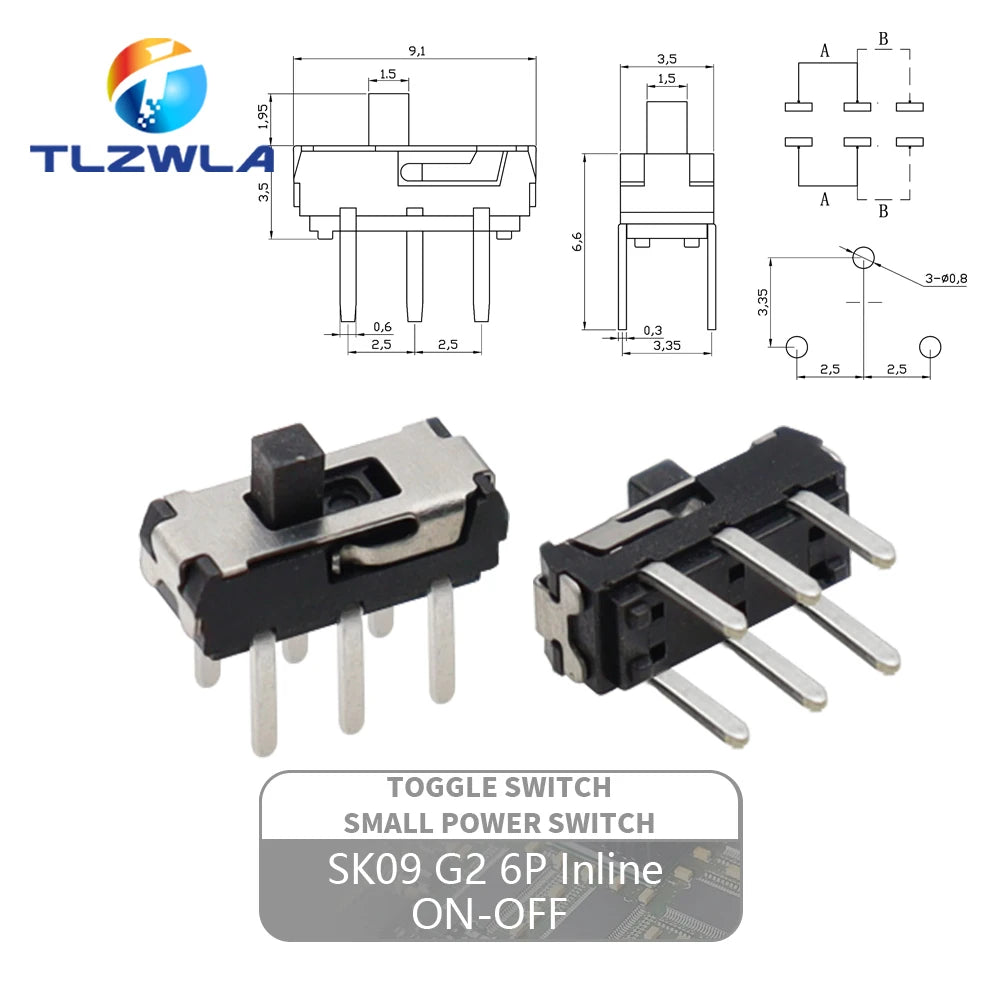 10PCS Slide Switch Micro-power Toggle Switch Single and Double-row Direct-inserted Horizontal Sliding Second Gear Third Gear