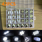 42Pcs LED Car Interior Lights T10 6000K SMD LED Replacement License Plate/Reading Light Bulbs Xenon White Interior Light Bulbs