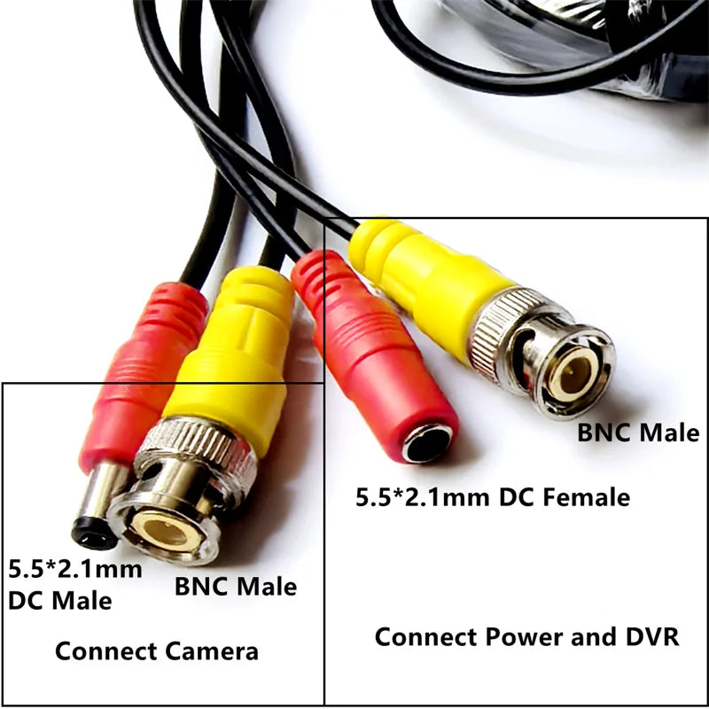 AHD CCTV Camera Video Cable BNC+DC 2 in 1 Video Power Analog Cameras Wires for 2MP 5MP 8MP AHD/TVI/CVI/CVBS Analog DVR System