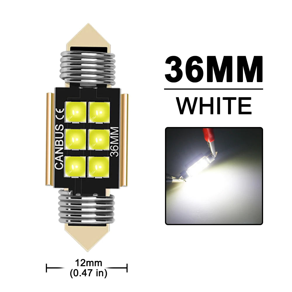 2/4/8/10/20 PCS CANBUS C5W LED Bulb Festoon 31mm 36mm 39mm 41mm 12V 3030-6SMD White Car Interior Dome Trunk License Plate Lights
