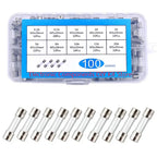 100/72pcs Car Fast-blow Glass Fuses Car Glass Tube Fuses 0.2-20A 0.5-30A Assorted Kit for Car Light Inflator vacuum Cleaner