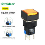 16mm Push Button Switch LED Illuminuted 12/24/220V Momentary Self-locking on Off with Light Square Round Rectangle Power Switch