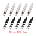 10Pcs Micro USB 5 Pin Soldering Type Male Plug Connector 5P MicroUSB Tail Charging Socket DIY Repair Plugs 4 in 1 Black White