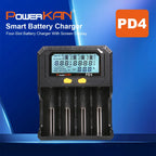 POWERKAN PD4 Smart Battery Charger with LCD Display Capacity Test for 18650 21700 26650 Li-ion Ni-MH Rechargeable Batteries