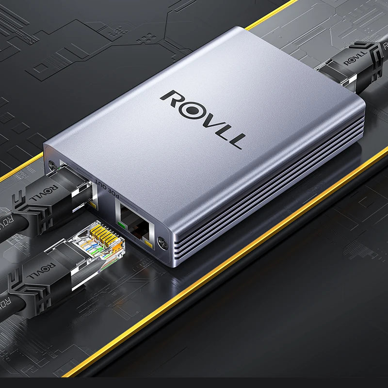 ROVLL Gigabit 1000Mbps RJ45 Ethernet Network Splitter 1 to 4 LAN Adapter Connector for PC Laptop TV Router Network Cable