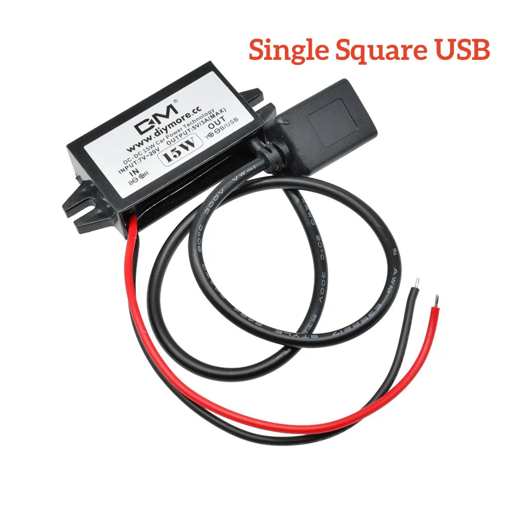 DC-DC Step Down Buck Converter Power Supply Module for Car 12V to 5V 3A 15W for Car Male Female USB Mini USB Micro USB Adapter