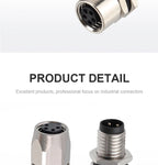 M8 Socket 3 4 5 6 8 Pins Female Male Solder Type Front Back Panel Mount Waterproof Connectors