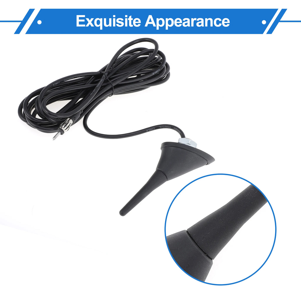UXCELL AM/FM Radio Signal Antenna Mount 6.5cm Car Radio Aerial with 15-300cm Cable Black Rubber ABS Metal Automotive Electronics