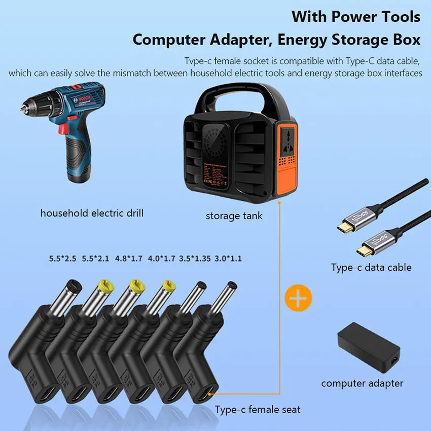 USB C PD to DC Power Connector Universal 12V 15V 19.5V Type C to DC Jack Plug Charging Adapter Converter for Tablet Router