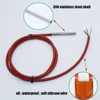 DS18B20 Temperature Sensor Stainless Steel 3.0V-5V Voltage -20~+80'C Celsius Oil Proof Waterproof Temp. Silicone Cable Probe