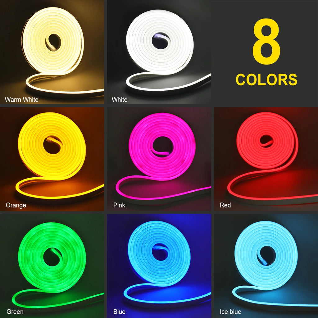 USB Neon LED Strip Light DC 5V 2835 120LEDs/M Waterproof Flexible Neon Rope Light Red Blue White Pink Green Tape Room Backlight