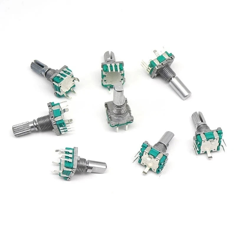 2/10PCSEC11 Rotary Encoder Digital Potentiometer, Plum Blossom, Half Axis, Five-Leg Handle Length 15MM 20MM