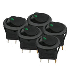 5 Pieces Car Pushbutton Switch 12V ON/OFF Luminescence Toggle Switches Round Rocker Dot Switch LED Light Waterproof