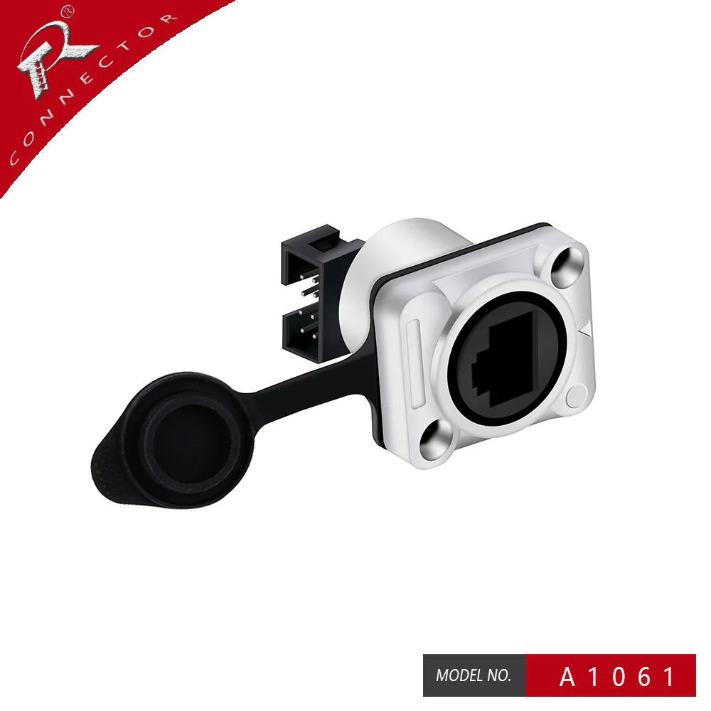 10pcs Waterproof D type RJ45 Connector Female to Female Socket Metal Shell Chassis Panel Mount Network Ethernet RJ45 Adapter